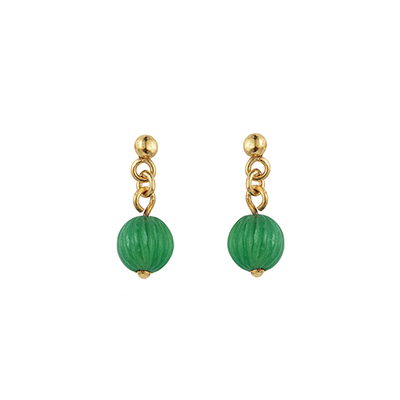 Green onyx stud earrings by Turquoise Mountain